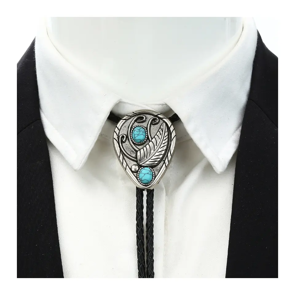 Античный ковбойский галстук-Боло с логотипом на заказ, металлический галстук с кожаным шнурком, аксессуары для воротника из сплава