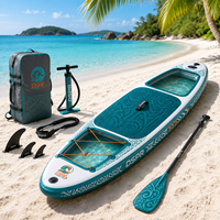 Planche à pagaie gonflable transparente avec deux zones claires en EVA pour les sports nautiques sur lac, plage et océan