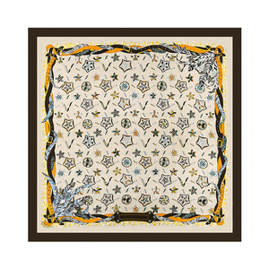 Écharpe carrée 70x70cm pour femme, style coréen, tendance influenceur, motif floral végétal, en soie artificielle, pour l'été - Product Image 5