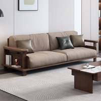 Canapé modulable multifonctionnel en bois massif de noyer noir pour salon, appartement grand ou petit, style moderne et simple, complet