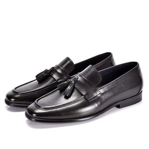 Leather Men's <b>Shoes</b> for Business Casual Wear British Style Fashionable Fringed Ankle Boots Wedding Loafers <b>Height</b> <b>Increasing</b> - Product Image 1