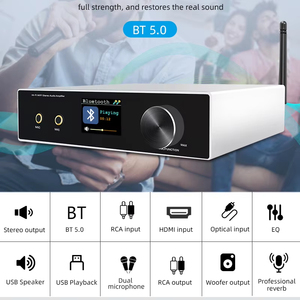 Amplificador de Audio Estéreo Profesional Cloudyx CL-600B para Karaoke, Sistema de Cine en Casa de Alta Fidelidad con Bluetooth, 2x50W - Product Image 1