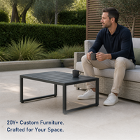 Table à thé carrée moderne et durable en acier inoxydable pour cour et villa