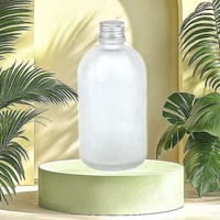 Bouteille en verre personnalisée biodégradable transparente givrée 8oz 16oz 250ml 500ml avec bouchon à vis pour sirop contre la toux, crème de soin de la peau, lait au thé, boisson, jus