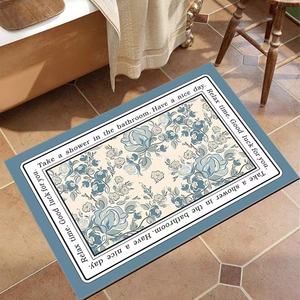 Alfombra de Baño Floral Estilo Americano, Rectangular, de Tierra de Diatomeas, Absorbente, Antideslizante, para Entrada de Baño - Product Image 1