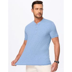 เสื้อเชิ้ตแขนสั้นผู้ชาย FOXA รุ่น Henley แบบลำลอง มีกระดุมและกระเป๋าเสื้อ ผลิตจากผ้าฝ้าย 100% ระบายอากาศได้ดี ผ้าป๊อปลิน - Product Image 4