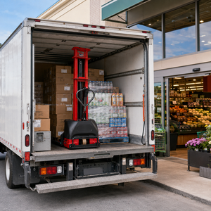 1 Ton 1.3m 2m Lift Portable Self Loading <strong>Stacker</strong> Battery Powered Pedestrian <strong>Stacker</strong> For Van Delivery And Material Handling - Product Image 1