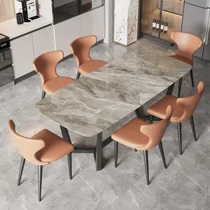 Avrupa tasarım çağdaş Modern metal taban mermer kayrak üst yemek masası
