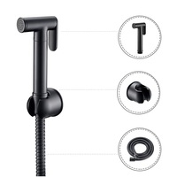 GEE-N Robinet de bidet Shattaf en laiton, ensemble de douche sanitaire mural, pulvérisateur de bidet pour toilettes, finition or brossé et noir