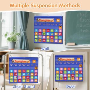 Learning Classroom <b>Pocket</b> Chart Monthly Wall Calendar Educational Charts for Preschool Homeschool Classroom <b>Pocket</b> Chart - Product Image 4