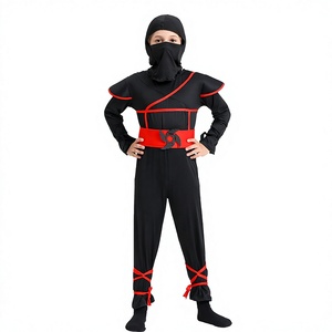 Costume da Ninja Nero Unisex per Bambini, Stile Anime, per Spettacoli Teatrali e Feste a Tema - Product Image 1