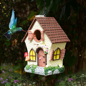 Waterdicht Wit Huis Vogelhuisje Ornament Voor Buiten Binnenplaats Tuin Balkon Hars Desktop Decoratief Opknoping Ornament Voor - Product Image 1