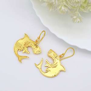 Fashionable Sea Shark Brass Drop <b>Earring</b> 18k <b>Gold</b> Plated Statement Animal Women Fashion jewelry Gothic <b>Dangle</b> Wholesale <b>Earring</b> - Product Image 3