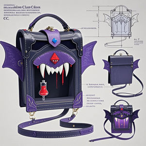 Style d'horreur gothique personnalisé Toussaint chauve-souris vampire Ita sac avec fenêtre transparente Itabag - Product Image 6