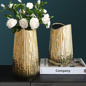 Vintage Lumière <span class=keywords><strong>De</strong></span> Luxe plaqué Or Vase en céramique bande fleur arrangement <span class=keywords><strong>de</strong></span> fleurs <span class=keywords><strong>de</strong></span> <span class=keywords><strong>poterie</strong></span> vase pour L'intérieur <span class=keywords><strong>de</strong></span> table <span class=keywords><strong>de</strong></span> mariage décoratif - Product Image 3