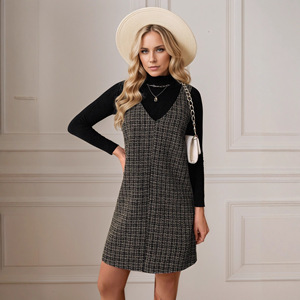 Ladies Check Dress - New Style Plaid Midi Dress