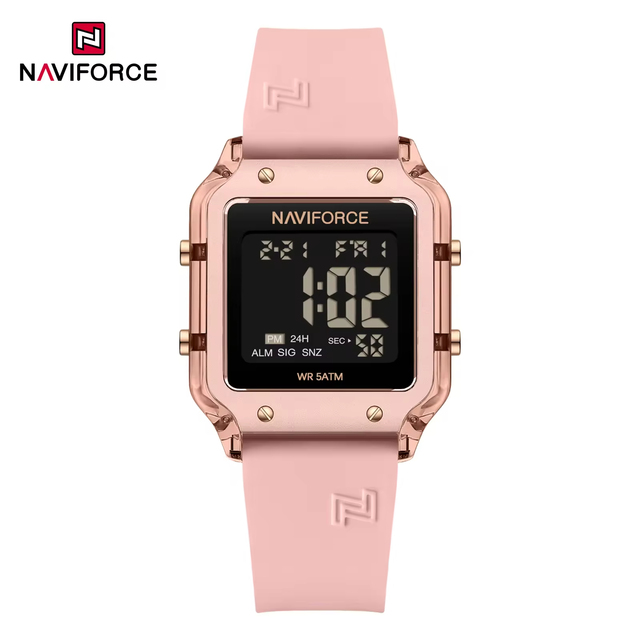 Naviforce NF6105 Elegance Fashion Women Digital Watch Hot Sale Silicone Band Luminous Chronometer 5ATM Waterproof Casual Watch