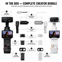 Ensemble Insta360 Luna Ultra Creator Midnight Black avec caméra double Leica, stabilisateur, vision nocturne, Nightshot, carte mémoire 8K 256 Go incluse