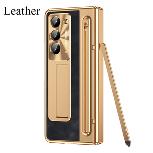 Étui à Charnière à Protection Intégrale 360° pour Samsung Galaxy Z <span class=keywords><strong>Fold</strong></span> 7 6 5 <span class=keywords><strong>4</strong></span> 3 en Cuir avec Stylet Tactile et Film en Verre Trempé - Product Image 2