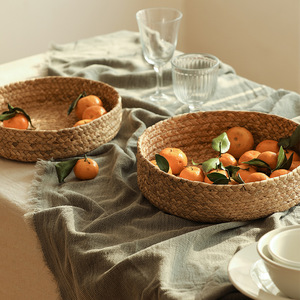 Straw Woven Storage <b>Basket</b> Round Handmade Fruit Toy Organizer Japanese Style <b>Basket</b> - Product Image 3