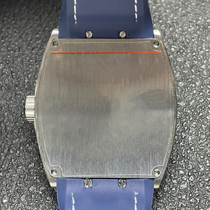 Montre mécanique automatique de luxe pour homme, sertie de moissanite, en forme de tonneau, bracelet en cuir bleu, série V45, haut de gamme, haute qualité - Product Image 5