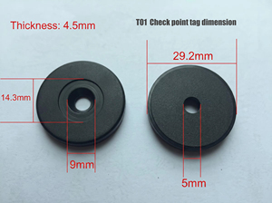 Etiqueta de disco RFID estándar negra de 30 mm con punto de control, 125 KHz, ID inteligente, token ABS para sistema de patrulla de seguridad, etiqueta de proximidad impermeable - Product Image 3