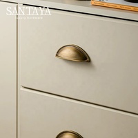 Poignées de meubles Santaya en laiton brossé antique, poignées de tiroir pour armoire de cuisine, boutons de tiroir de chambre à coucher, poignée en forme de coquille en bronze