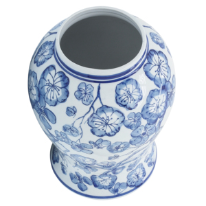 Vaso in Ceramica con Coperchio, Design Floreale Blu, Decorazione da Tavolo per Soggiorno o Camera da Letto - Product Image 5