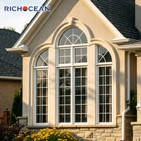 Ventana Americana Personalizada RICHOCEAN de Aluminio con Rejilla, Ventanas Panorámicas Impermeables de Doble Vidrio Templado