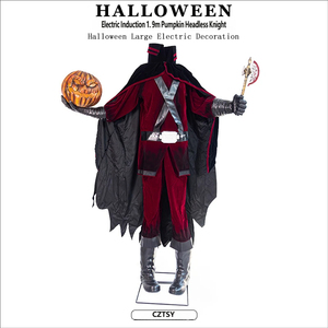 CZTSY <span class=keywords><strong>Halloween</strong></span> Grande figurine de chevalier <span class=keywords><strong>citrouille</strong></span> sans tête électrique avec capteur de mouvement, matériaux variés, pour adultes, pour maison hantée et divertissement - Product Image 3