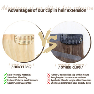 Extensions de <span class=keywords><strong>cheveux</strong></span> vierges russes invisibles sans couture de 14 à 24 pouces, best-seller 2026, nouvelles extensions à clips pour <span class=keywords><strong>cheveux</strong></span> <span class=keywords><strong>fins</strong></span> et fragiles, noir naturel - Product Image 4