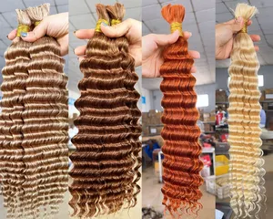 100% Natural Color Unwefted Hair Extensions No Weft Bulk Deep Wave Human Hair For Braiding