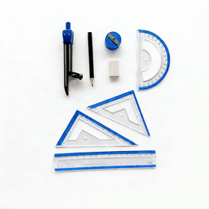 ชุดเครื่องเขียนคณิตศาสตร์พลาสติก 8 ชิ้น กล่องเรขาคณิตสำหรับนักเรียน ชุดเขียนแบบพร้อมวงเวียน ไม้บรรทัด สำหรับการสอบ - Product Image 3