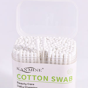 Écouvillons en coton blancs à double vissement, sans éclats, 200 pièces, avec tige en papier et boîte carrée, échantillons gratuits - Product Image 1