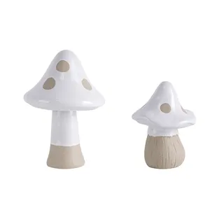 Redeco White Mushroom Craft Ceramic Mushroom For Home Decoration Items