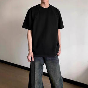 Summer Heavyweight Space Cotton Solid Color Short Sleeveless <b>Beaded</b> Cleanfit <b>Loose</b> Neck Male Korean Style Trendy T-Shirt - Product Image 2