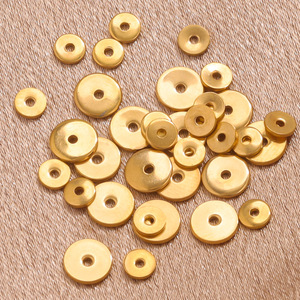 Perles d'espacement plates et rondes en acier inoxydable plaqué or PVD, perles lâches pour la fabrication de bijoux, accessoires de création de bracelets DIY - Product Image 2