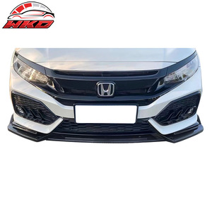 Lèvre de pare-chocs avant compatible avec Honda Civic 2017-2021 Si 5 portes Hatchback, effet fibre de carbone, 3 pièces, pièces auto de haute qualité, kit carrosserie - Product Image 2