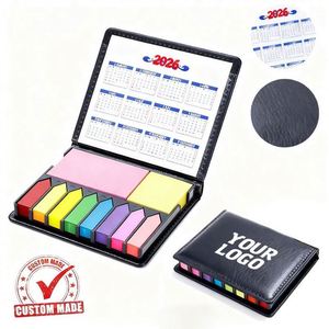 Ys98 Customized Paper Stickers Index Rectangular Desktop Sticky Note <b>Set</b> Leather Box Memo Pad With Custom Logo - Product Image 1