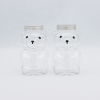 Bouteille de jus en PET transparente épaissie en forme d'ours Euphoria Creative pour le thé au lait, l'eau et le savon liquide pour enfants, 430 ml, bouchon à vis