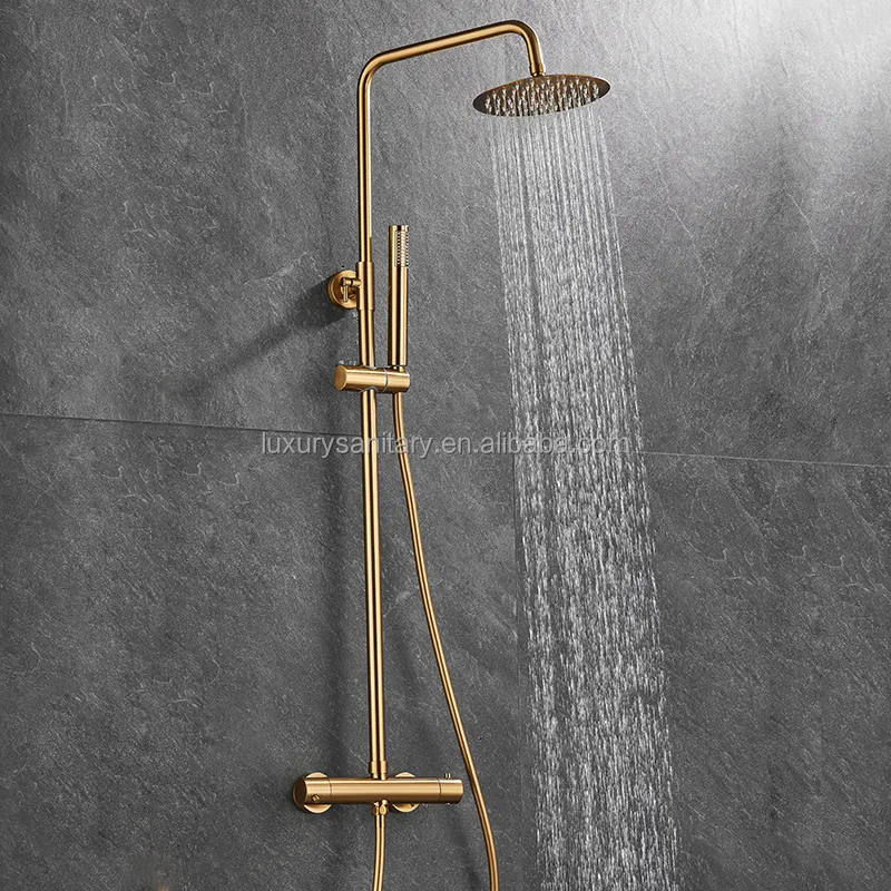浴室用蛇口黒色真鍮素材ミキサーシャワー蛇口ミキサータップサーモスタットシャワーセット