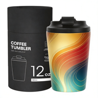 Mug à café isotherme en acier inoxydable de 12 oz, très vendu, avec couvercle rabattable personnalisé, thermos à café portable, cadeau d'affaires