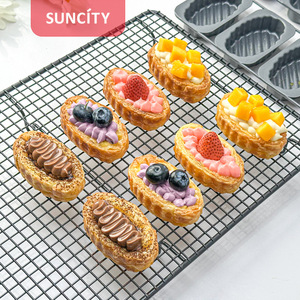 Suncity 8 Cavity Oval Egg Tart Mold Carbon Steel Baking Pastry Tool Non Toxic Oven Safe - Product Image 1