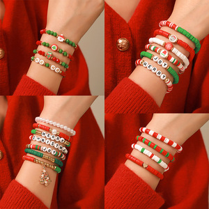 Christmas Beaded <b>Bracelet</b> Set With Snowflake Santa Pendant Unisex Gift Jewelry Yiwu Origin - Product Image 3