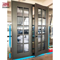 Porte coulissante commerciale haut de gamme en aluminium moulé, isolation thermique, design minimaliste, entrée principale en verre, utilisation en supermarché, extérieur