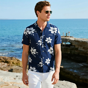 Tùy Chỉnh Của Riêng Bạn Thiết Kế Của Người Đàn Ông Của Hawaii Giản Dị Aloha Nút Xuống Áo Sơ Mi Với Túi - Product Image 5