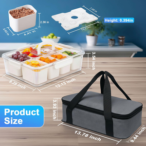 Portable Snackle <b>Box</b> Container with Ice Pack Divided Serving Tray Cooling Travel Snacklebox with Lid & Handle 8 Compartment - Product Image 2
