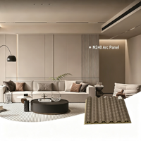 Panneau mural incurvé en fibre de bois de bambou composite M240 classique, imperméable, pour la décoration de restaurants, magasins de détail et salons