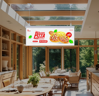ZZFY Panneau publicitaire lumineux LED double face suspendu et rétractable avec cadre en aluminium peint, affichage lumineux ultra-fin à séchage rapide