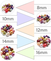 Perles rondes en plastique de gros, 8 mm, 10 mm, 12 mm, 14 mm, 16 mm, perles colorées sans trous pour vêtements